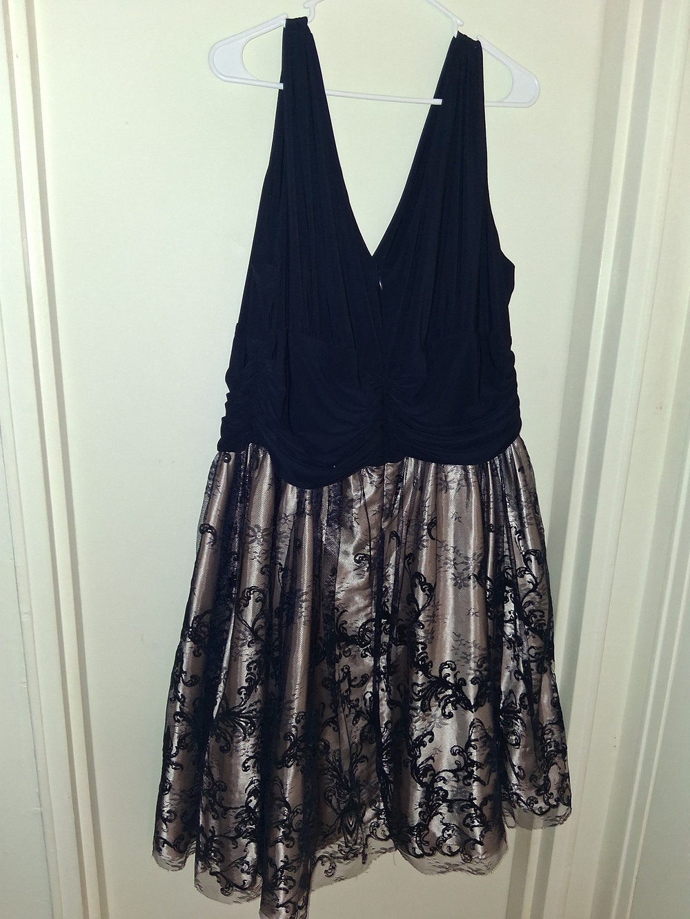 Girls Black & Metallic Floral Party Dress